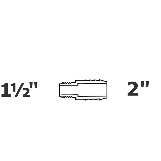 Reduced grey adapter 1 1/2 MPT x 2 ins