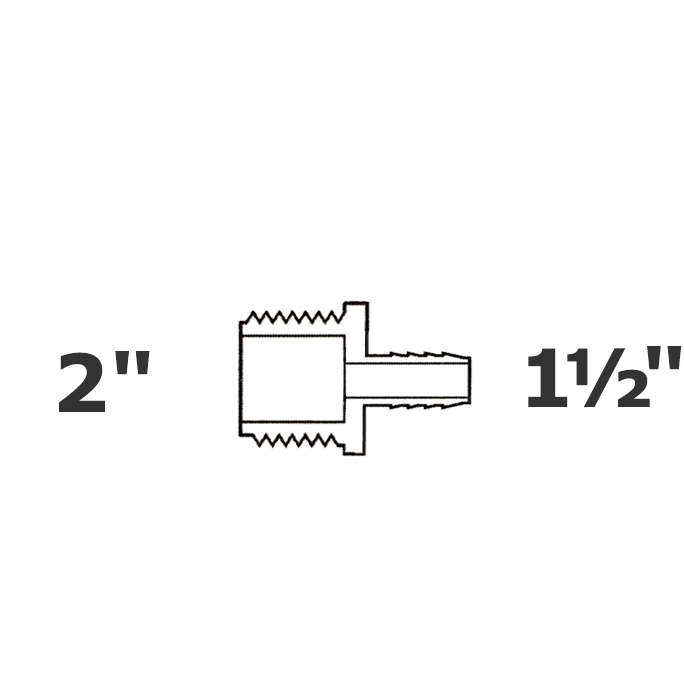 Adaptateur gris réduit 2 MPT x 1 1/2 ins