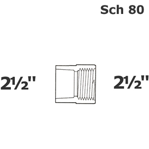 Adaptateur gris 2 1/2 sl x 2 1/2 FPT sch 80