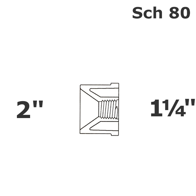 Réduit gris 2 SP x 1 1/4 FPT sch 80