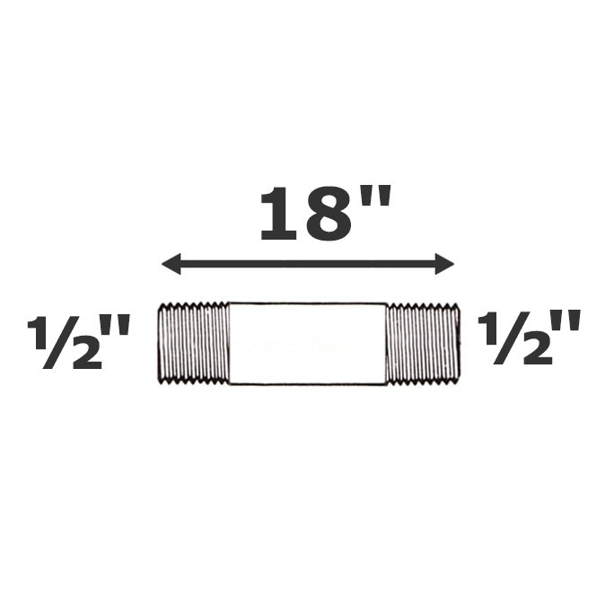 Mamelon gris 1/2 MPT x 18" sch 80