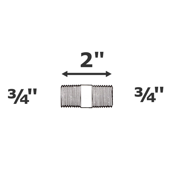 Mamelon gris 3/4 MPT x 2" sch 80