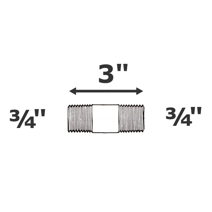 Mamelon gris 3/4 MPT x 3" sch 80