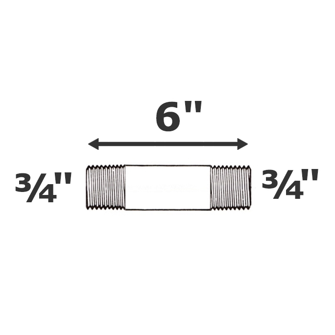 Mamelon gris 3/4 MPT x 6" sch 80