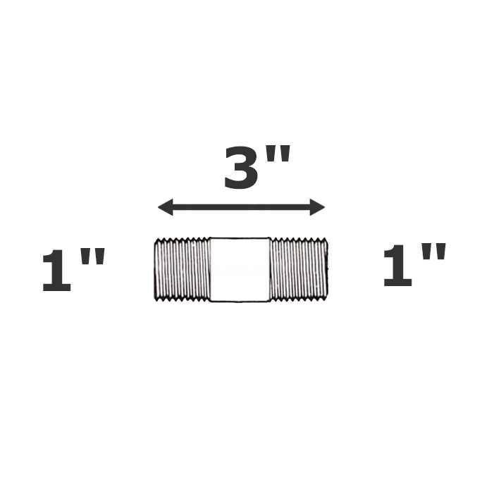 Mamelon gris 1 MPT x 3" sch 80