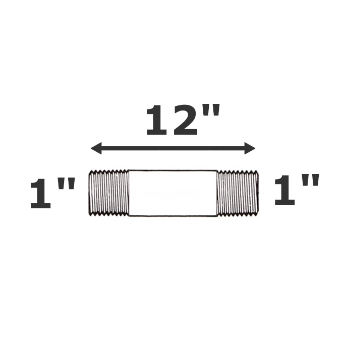 Nipple grey 1 NPT x 12 sch 80