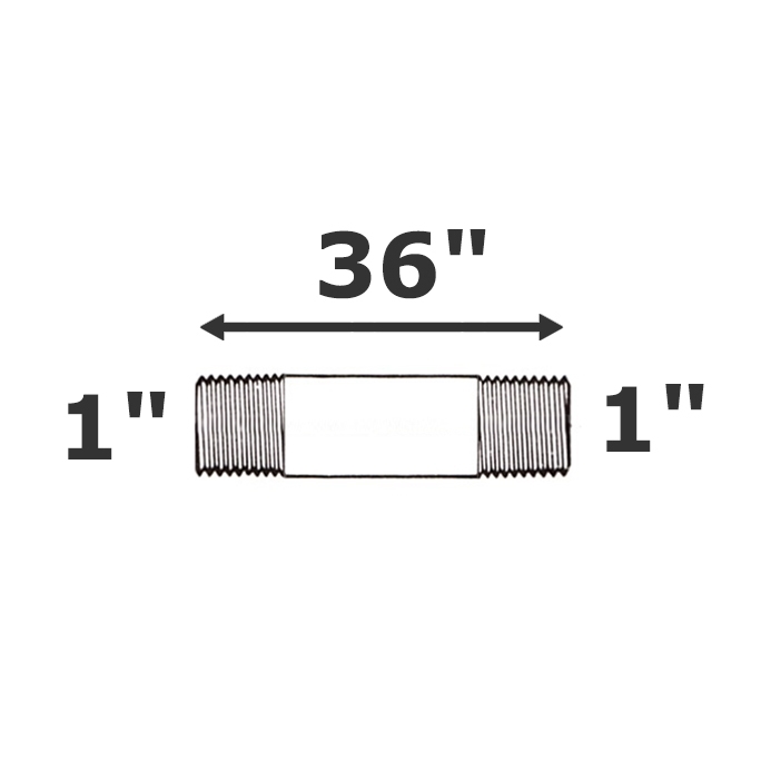 Nipple grey 1 NPT x 36 sch 80