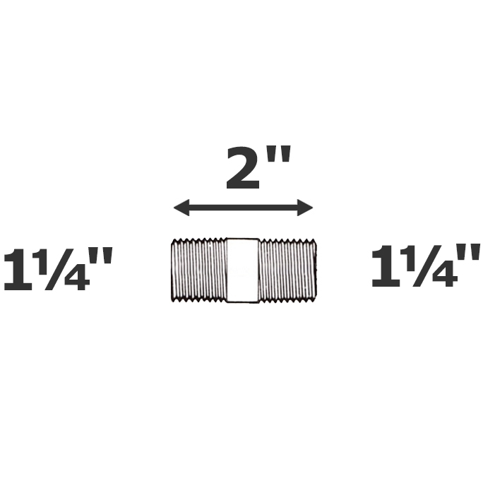 Mamelon gris 1 1/4 MPT x 2" sch 80