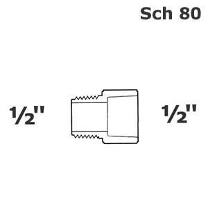 Grey Adapter male 1/2' MPT x 1/2 sl sch 80