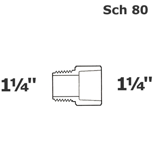 Adapter grey 1 1/4 MPT x 1 1/4 sl sch 80