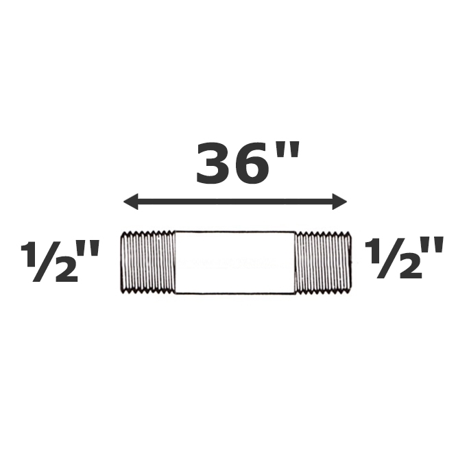 Mamelon gris 1/2 MPT x 36" sch 80