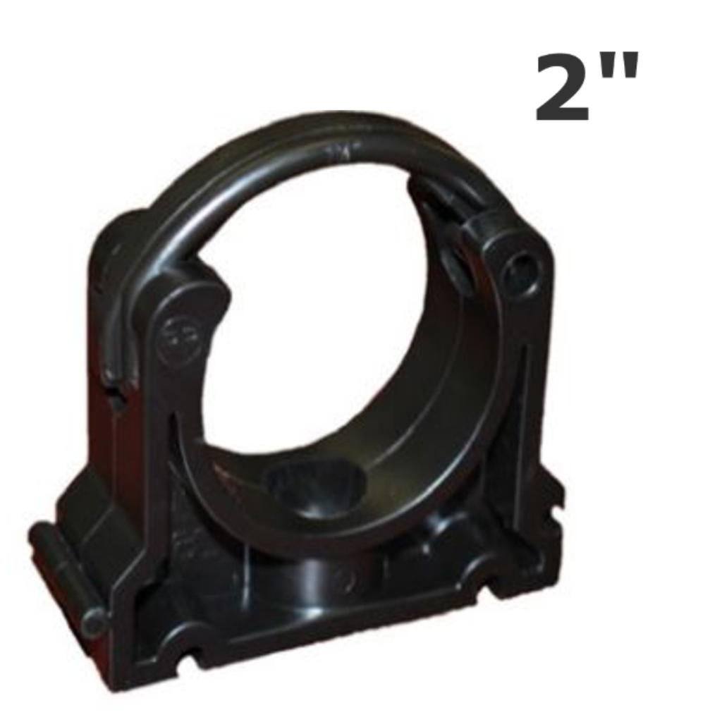 Black plastic pipe clip  - 2"