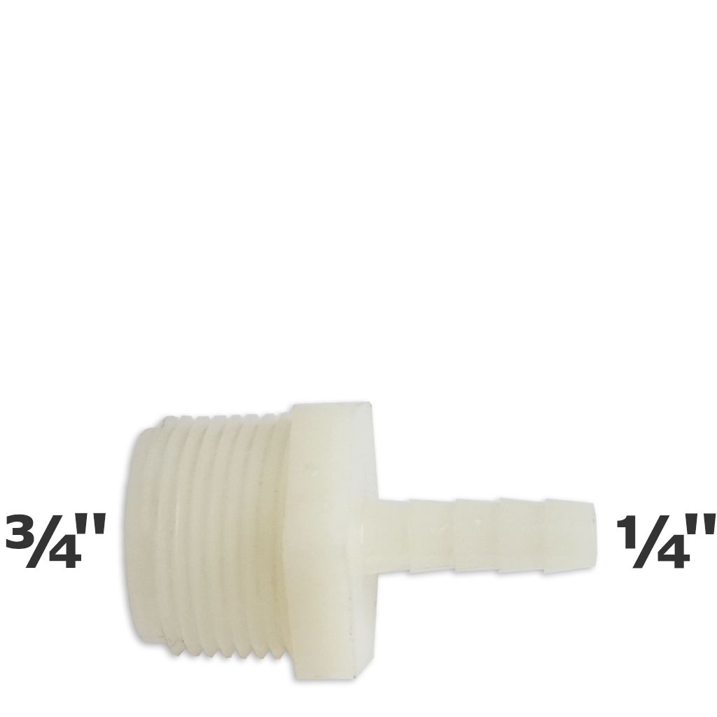 Adapter white 3/4 MPT x 1/2 ins