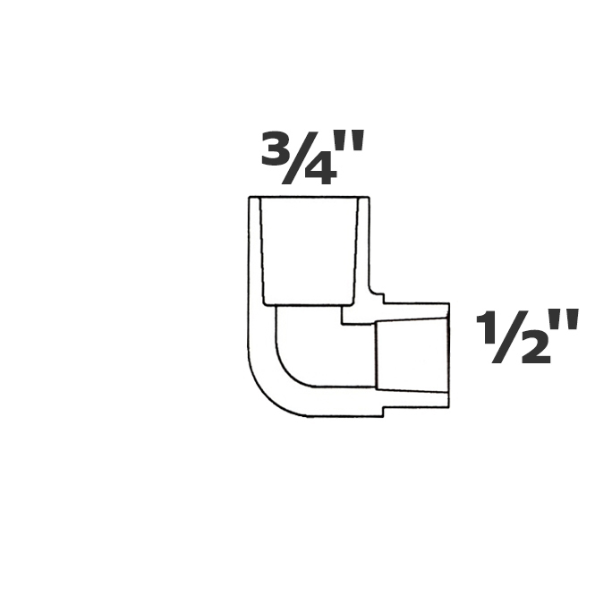 Codo gris reducido 90° 3/4 sl x 1/2 sl sch 40