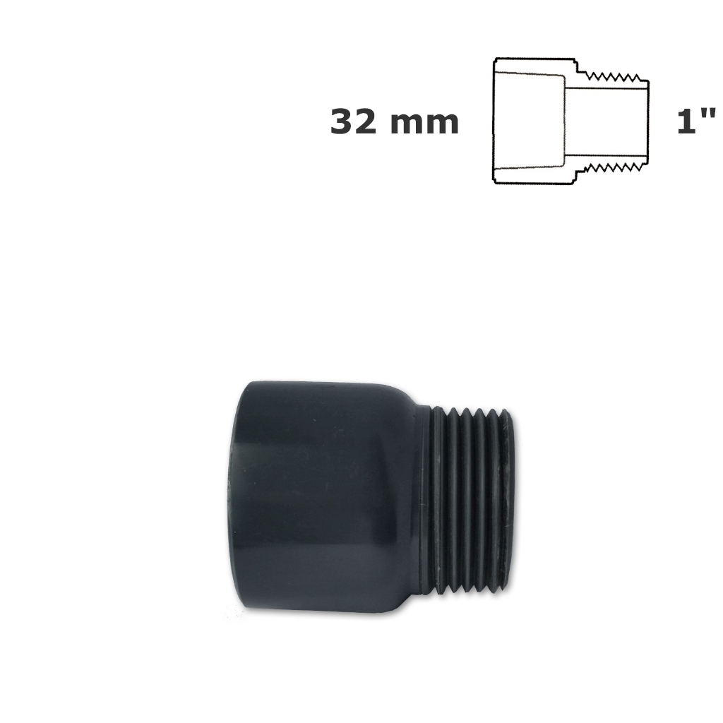 Adapter grey 32mm sl x 1" MPT