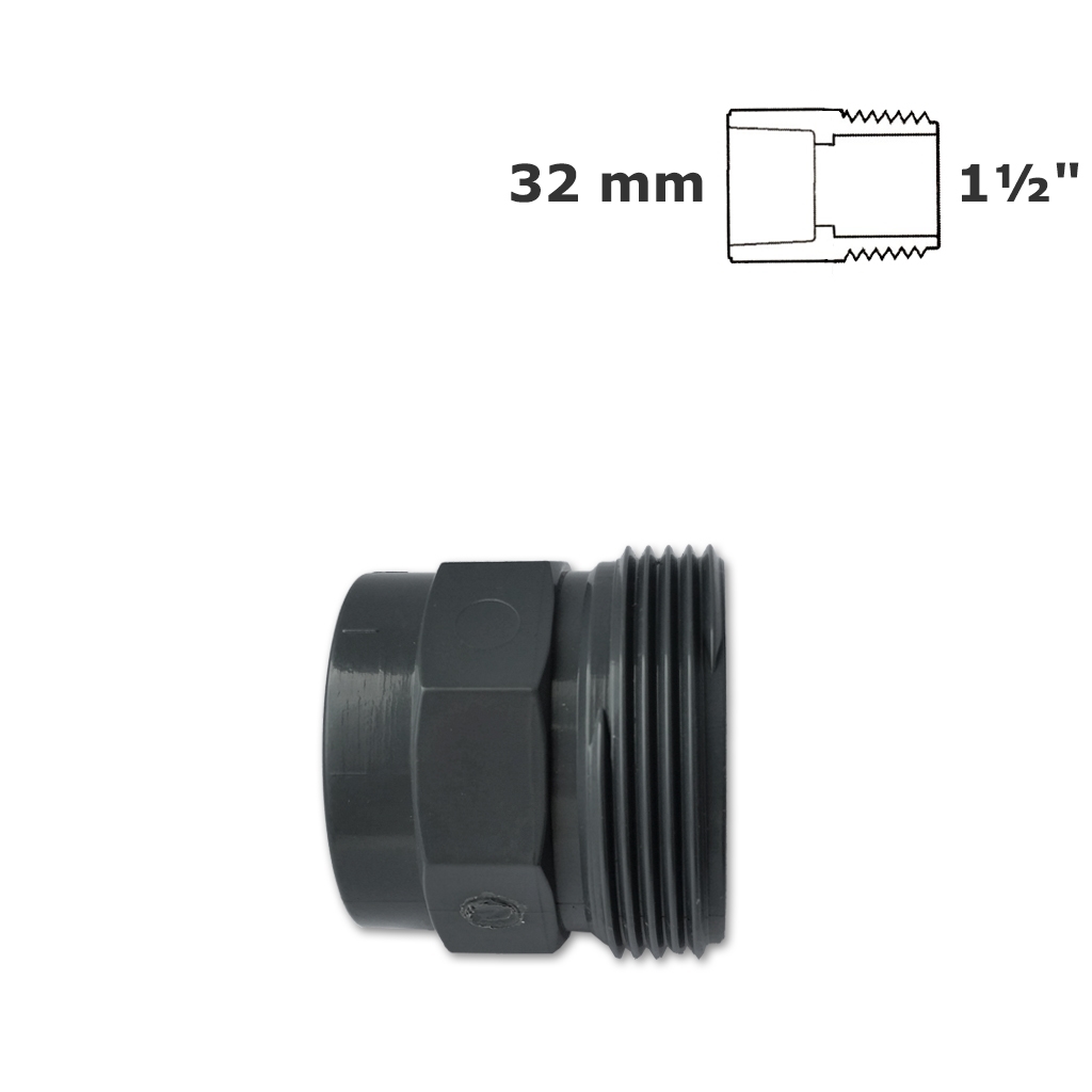 Adapter grey 32mm sl x 1 1/2" MPT (seal included)