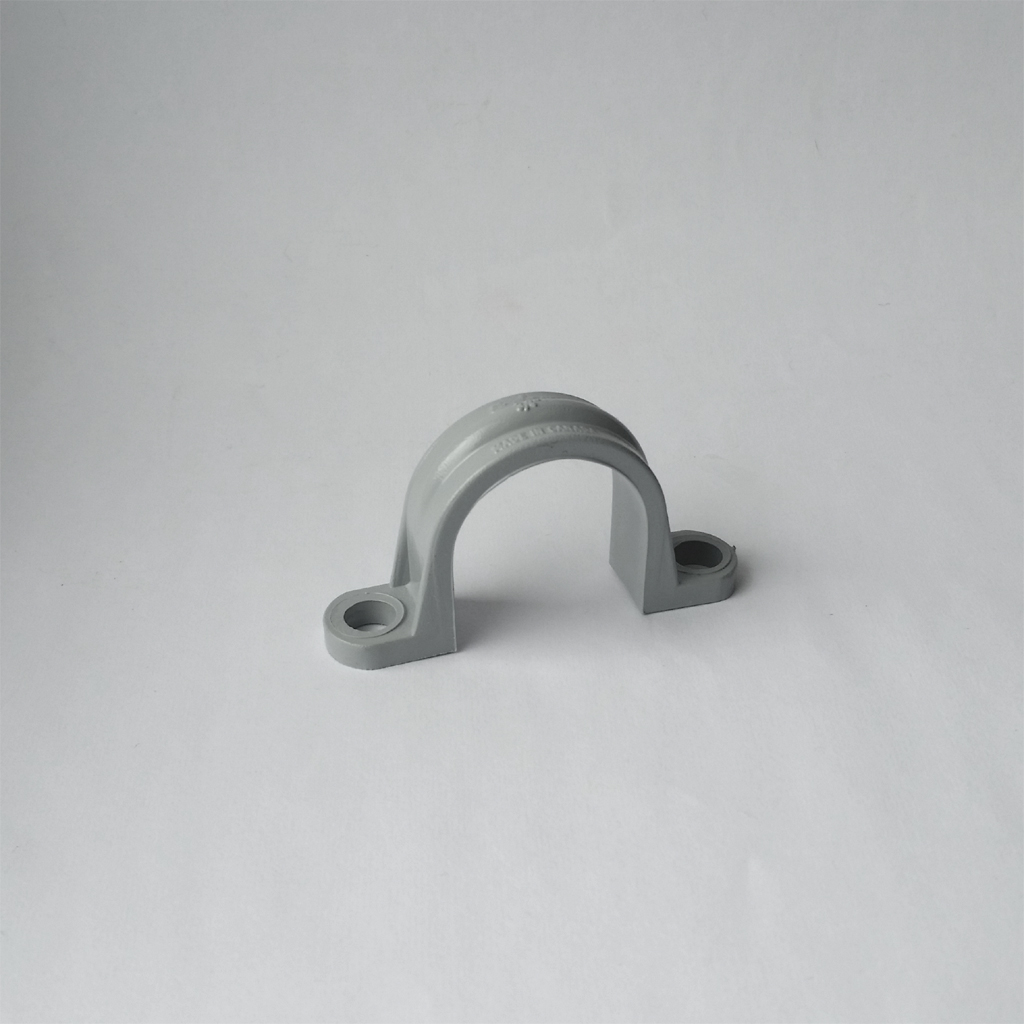 Grey PVC pipe strap 3/4" 2 hole septer