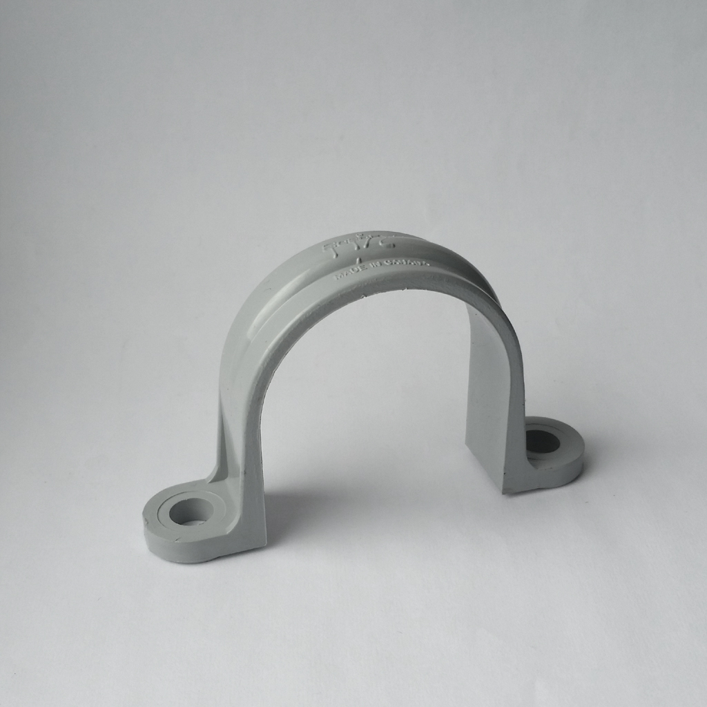 Grey PVC pipe strap 1 1/2" 2 hole scepter