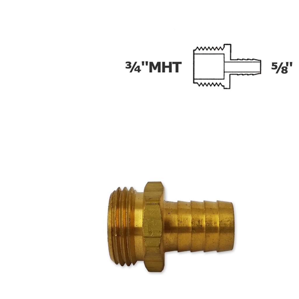 Adaptador reductor 3/4" MHT (hose) x 5/8" ins en bronce