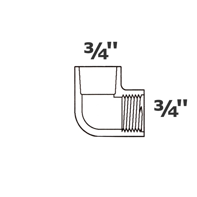 Coude gris 90° 3/4 sl x 3/4 FPT sch 40