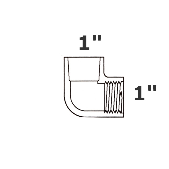 Codo gris 90° 1 sl x 1 FPT sch 40