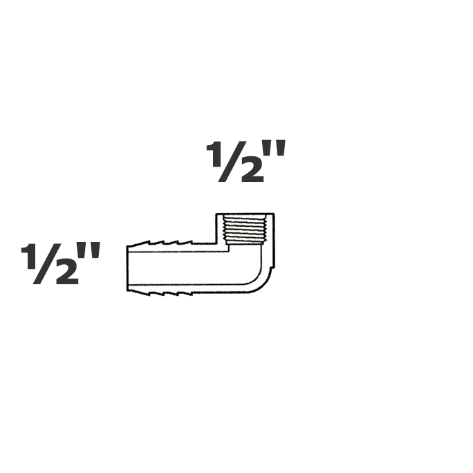 Coude gris 90° 1/2 ins x 1/2 FPT 