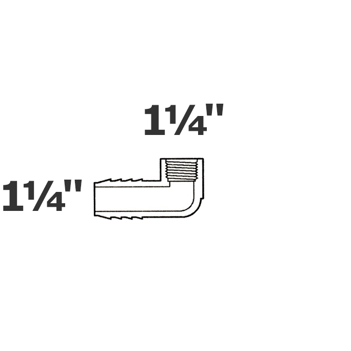 Coude gris 90° 1 1/4 ins x 1 1/4 FPT