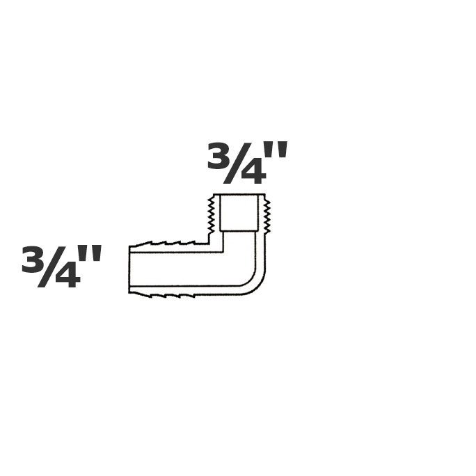 Coude gris 90° 3/4 ins x 3/4 MPT