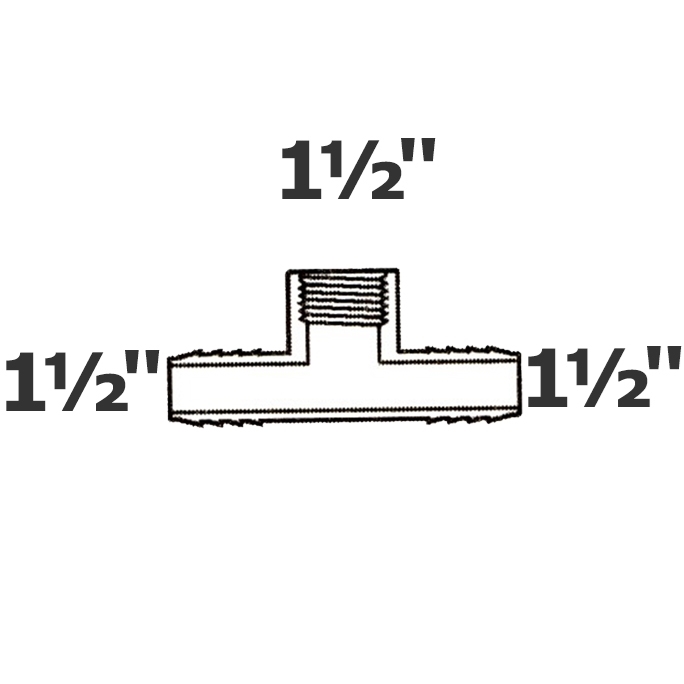 T gris 1 1/2 ins x 1 1/2 ins x 1 1/2 FPT