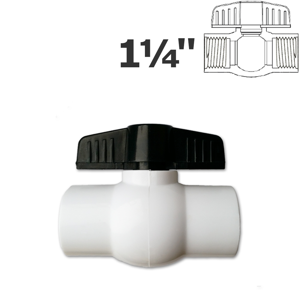 1 1/4" FPT white ball valve