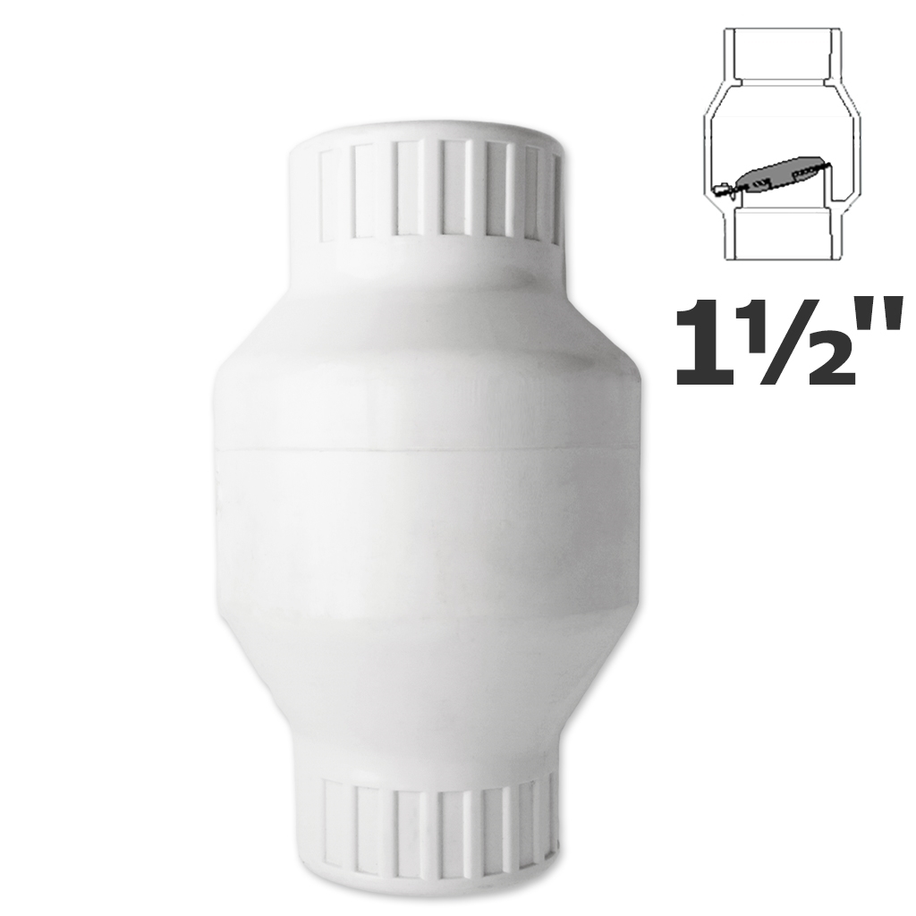 1 1/2 in. sl white PVC swing check valve