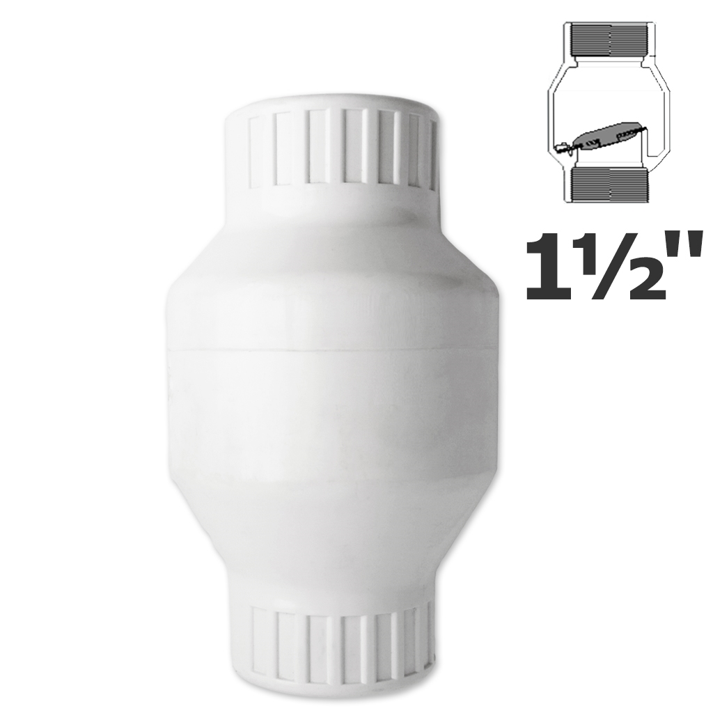 1 1/2 in. FPT white PVC swing check valve