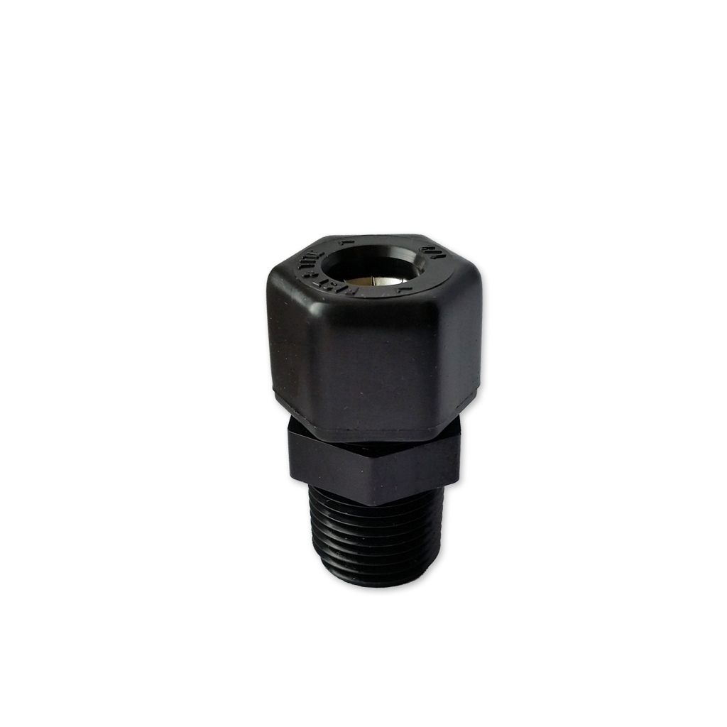 Plastic pipe fitting for pH probe, 12.7 mm ID, 1/2" MPT