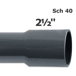 [150-100-051700CL-10] Sch 40 grey PVC pipe 2 1/2 in. (ID 2.445 in. OD 2.875 in.) (10 ft.) bell end