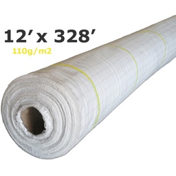 [140-110-041410] Couvre sol géotextile tissé BLANC ligné JAUNE polyp 110g 3,66m(12')x100m(328') perméable