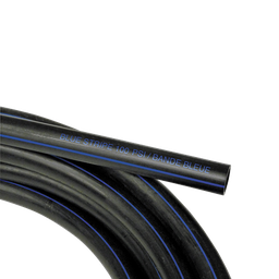 [150-110-041515] Black PE tubing 1" IPEX blue stripe 100PSI (ID 1.05") (300')