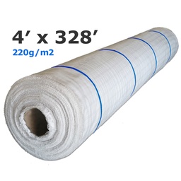 [140-110-041202] Couvre-sol géotextile tissé BLANC ligné BLEU polyp 220g 1,22m(4')x100m(328') perméable