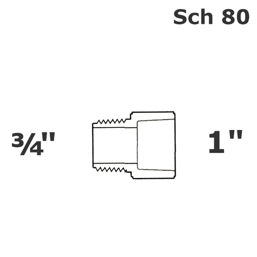 [190-110-006147] Reduced white adapter 3/4 MPT x 1 sl sch 40