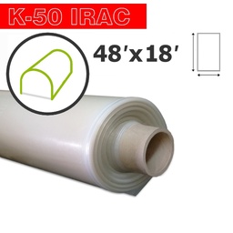 [140-130-01K24-F48-018P] Poly 48' Feuille IRAC 6mil K-50 50UV Klerk's 48' x 18' *Tunnel 2* - Tel que vu à l'Académie Potagère