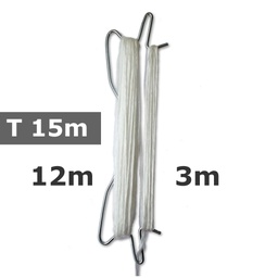 [170-120-020471-T3] Prewound hook double 220mm IN STOCK, white twine, total: 15m, fall: 3m