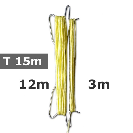 [170-120-020971-T3] Prewound hook double 220mm IN STOCK, yellow twine, total: 15m, fall: 3m