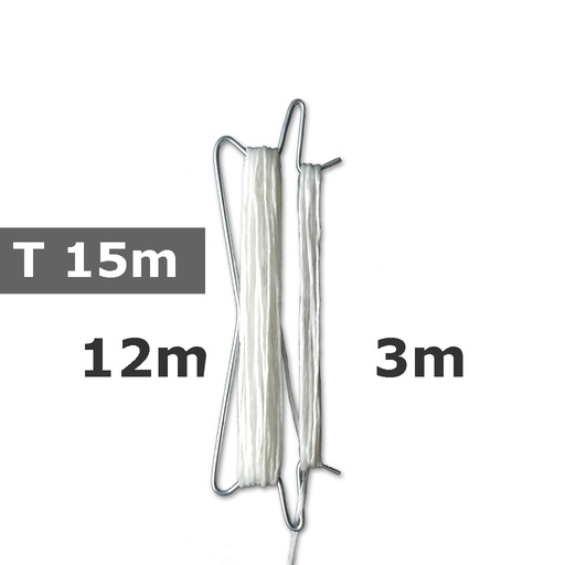 [170-120-025471-T3] Prewound hook double 180mm IN STOCK, white twine, total: 15m, fall: 3m