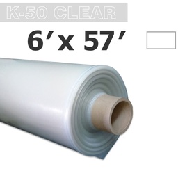 [140-130-02K0X-F06-057P] ​Poly 6' Sheet Clear 6mil K-50 50UV Klerk's *pre-cut* 6' x 57'