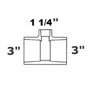 [190-110-002474] Reducer tee grey 3 sl x 3 sl x 1 1/4 FPT sch 80