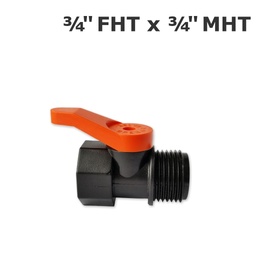 [150-150-011500] Mini válvula 3/4" MHT x 3/4" FHT (mango naranja)