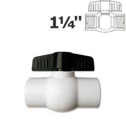 [150-150-013100] 1 1/4" FPT white ball valve