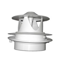 [160-130-031500] Adaptador de ventilador de plástico blanco de 4" con difusor