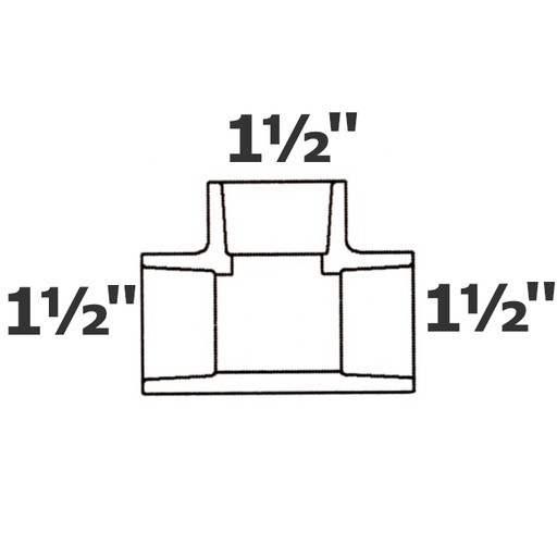 [190-110-000595] T gris 1 1/2 sl x 1 1/2 sl x 1 1/2 sl sch 40