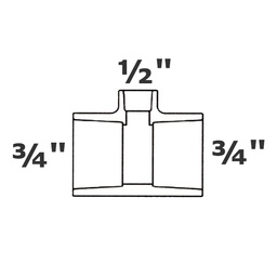 [190-110-000975] T reductor gris 3/4 sl x 3/4 sl x 1/2 sl sch 40