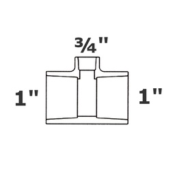 [190-110-001015] Reducer tee grey 1 sl x 1 sl x 3/4 sl sch 40